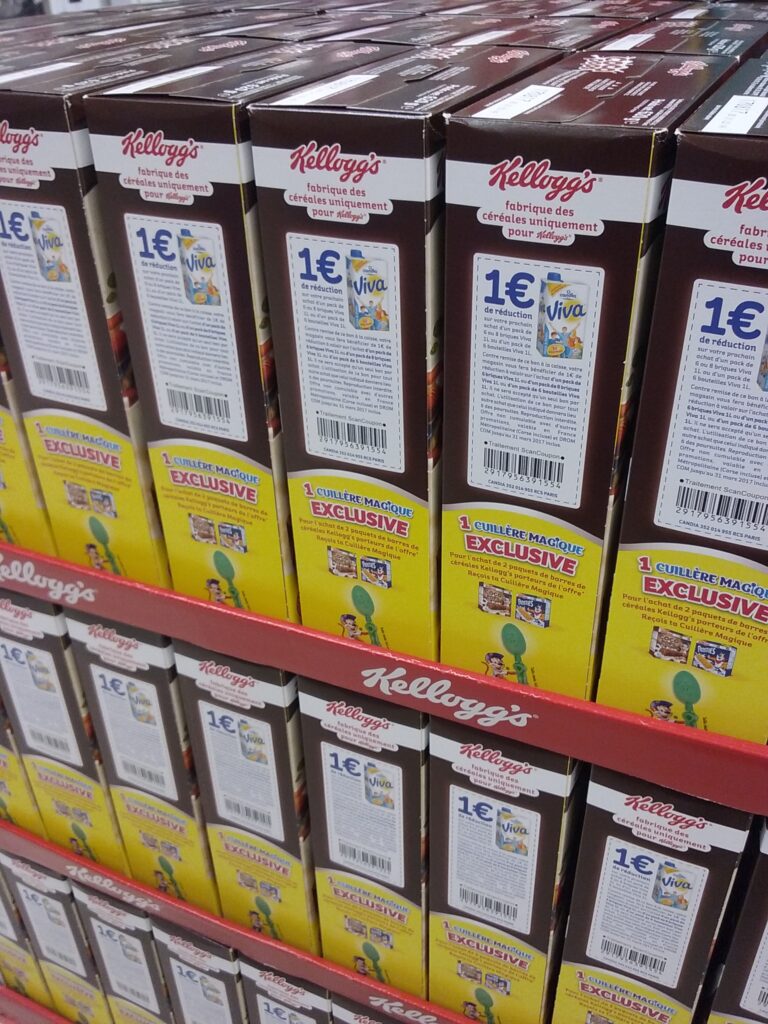 Bon de réduction de 1€ intégré à l'emballage du produit Kellogg's