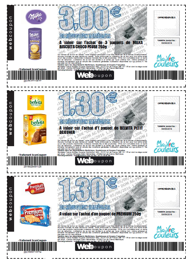 Bon de réduction imprimé sur le site Ma Vie en Couleurs