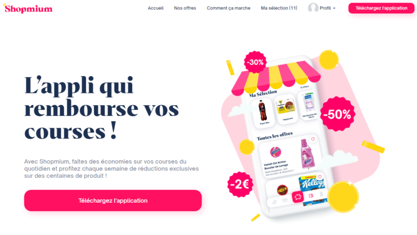 accueil de site de l'application shopmium