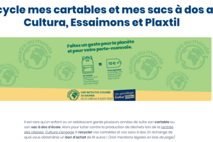 offre bon d'achat pour recyclage de cartable chez cultura
